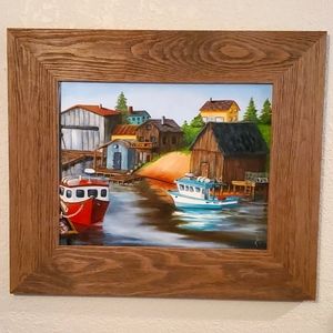 Origional Art Oil Painting 'Nova Scotia Fishing'